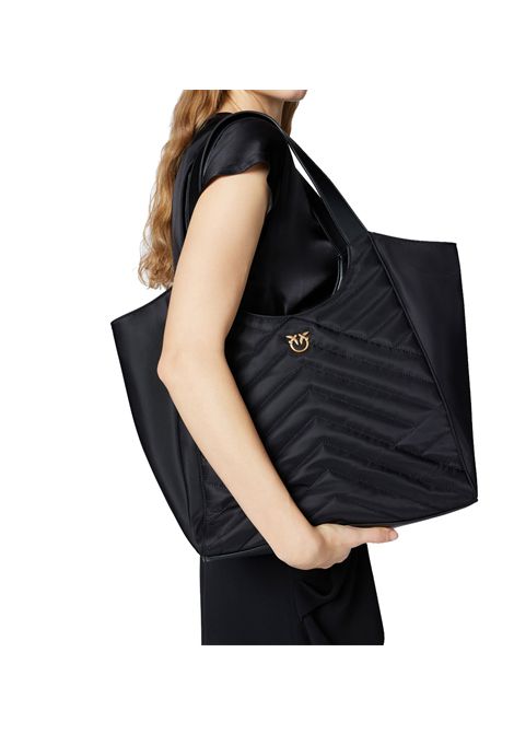 Borsa Pinko Tote bag nera shopper tessuto riciclato trapunta puzzle PINKO | Borse | 104536 A1EUZ99Q